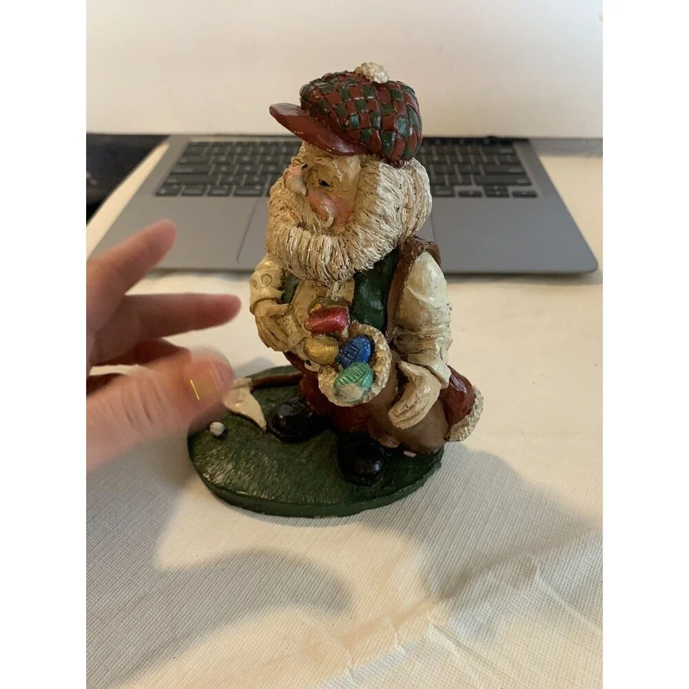 Phillip Gunter 1995 Golfing Santa Figurine, PG5, signed~Clubs, flag, Golf ball